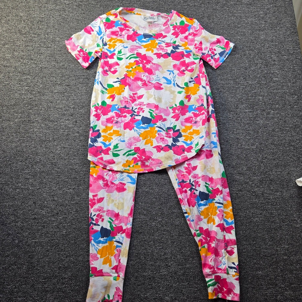 Cozee Corner Pajama Set Womens Small Floral Short Sleeve Top Pants Loungewear